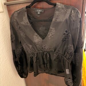 Black Floral Women's Blouse